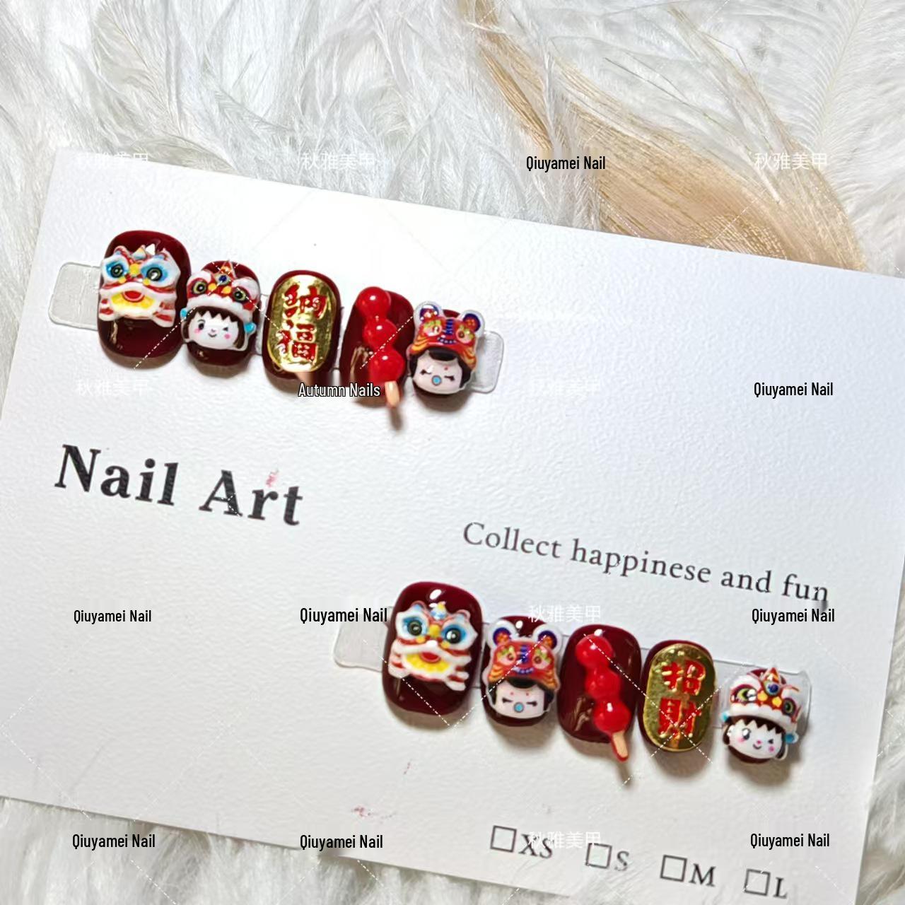 

Lion Dance Girl 3D Festive Nail Art Extra Small XS