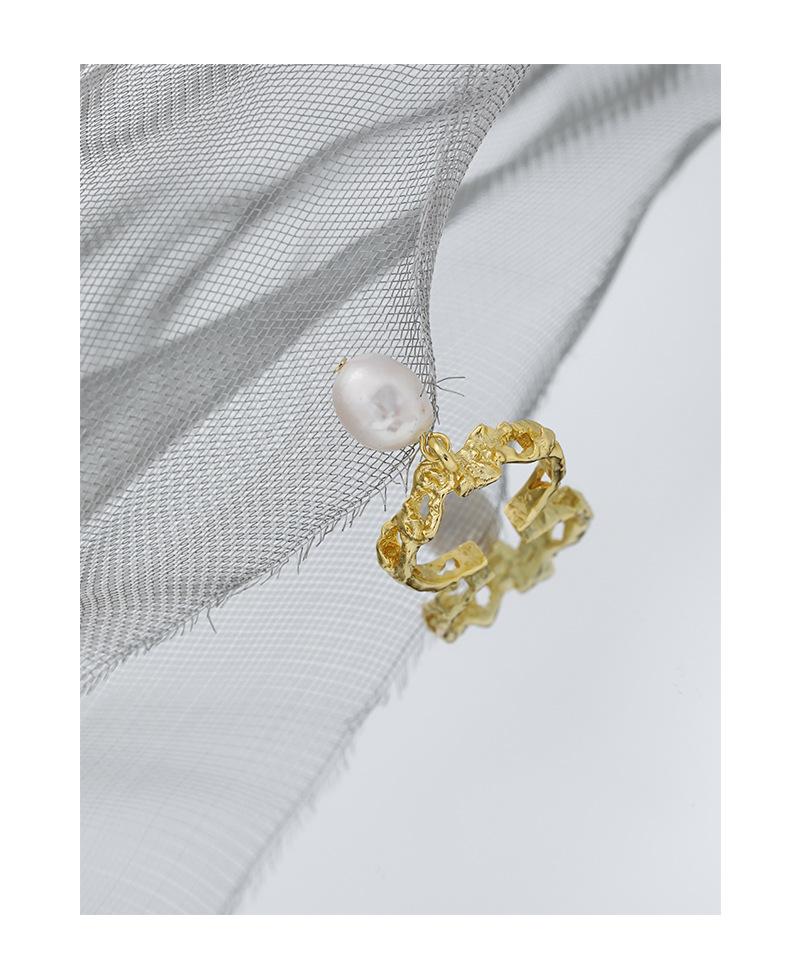 VIANRLA Freshwater Pearl Ring 925 Sterling Silver Dangle Pearl Ring for Women