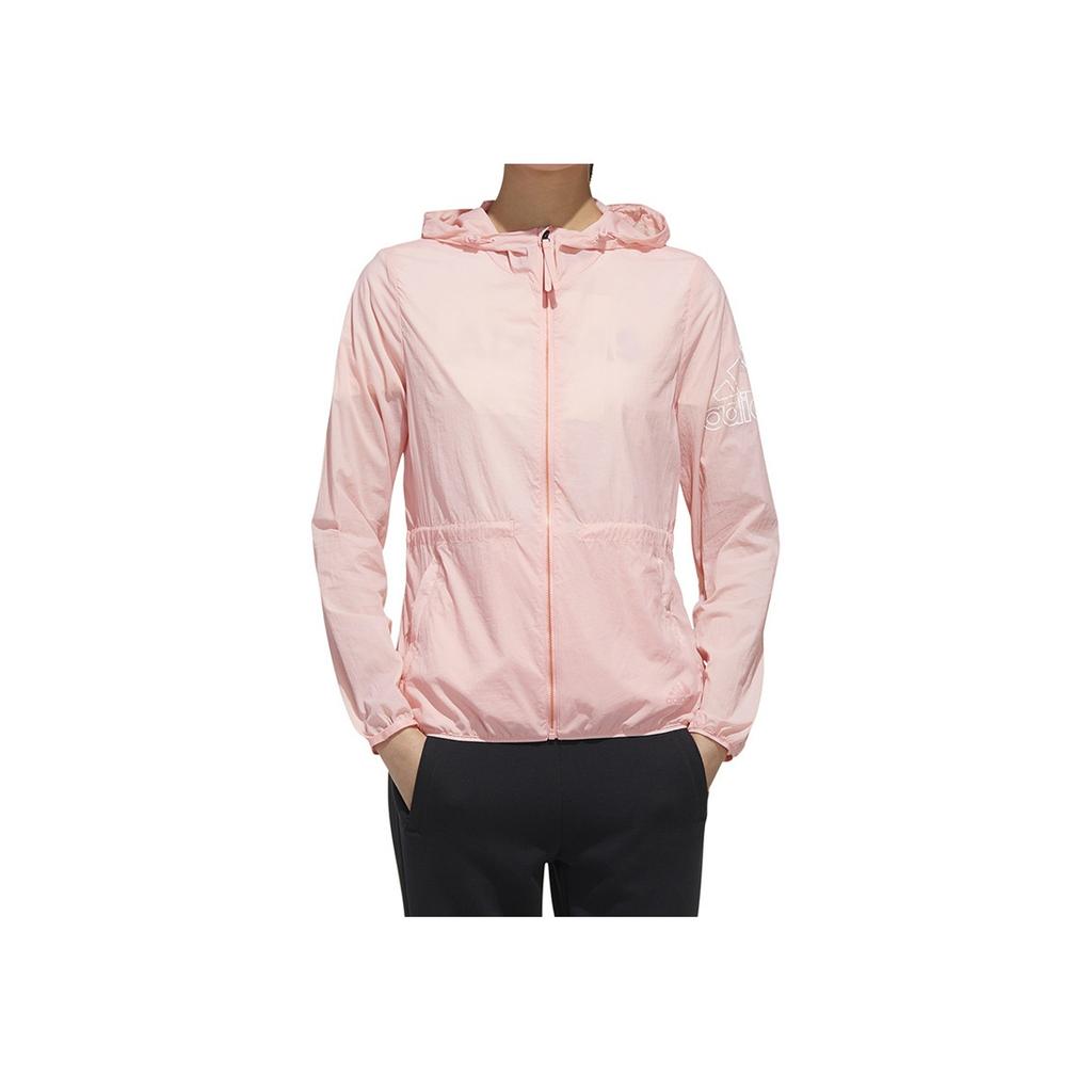 Adidas Windbreaker With Hood And Zipper Women Jacket Pink FT2886