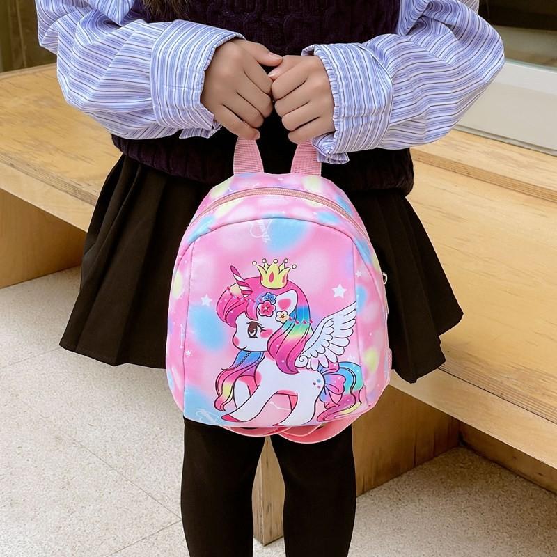 Adorable Cartoon Unicorn Backpack For Kids Stylish Pink Nylon School Bag