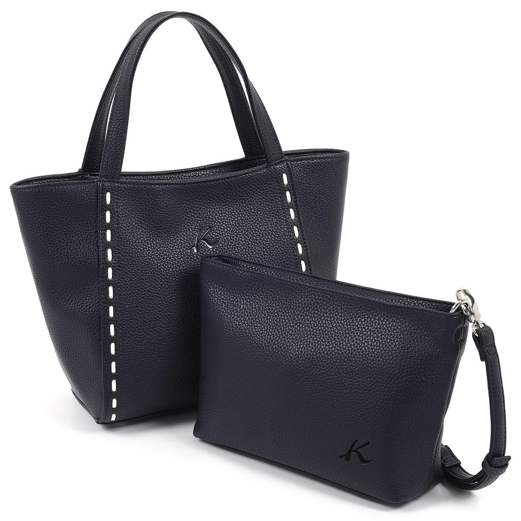 Handbag with Shoulder Bag Dark 10901 [Kitamura] Z-0628 Women's Blue/White [Navy]