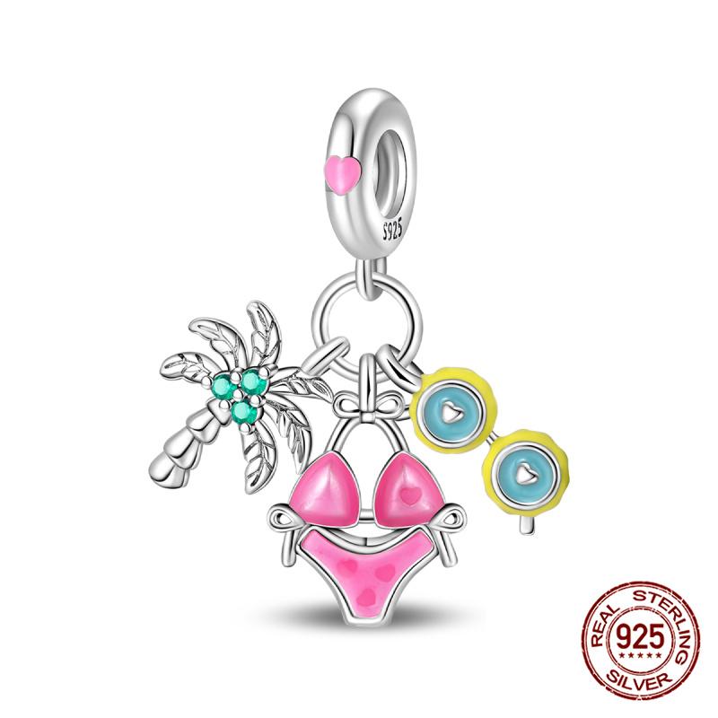 New 100% Copper Summer Coconut Beach Travel Ai Robot Charms Fit Originalbracelet Diy Jewelry Making Women Gift
