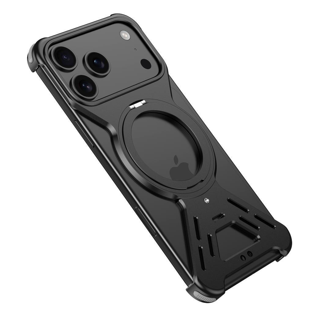 For iPhone 17 Pro Bumper Case Compatible with MagSafe Rotating Kickstand Metal Phone Cover