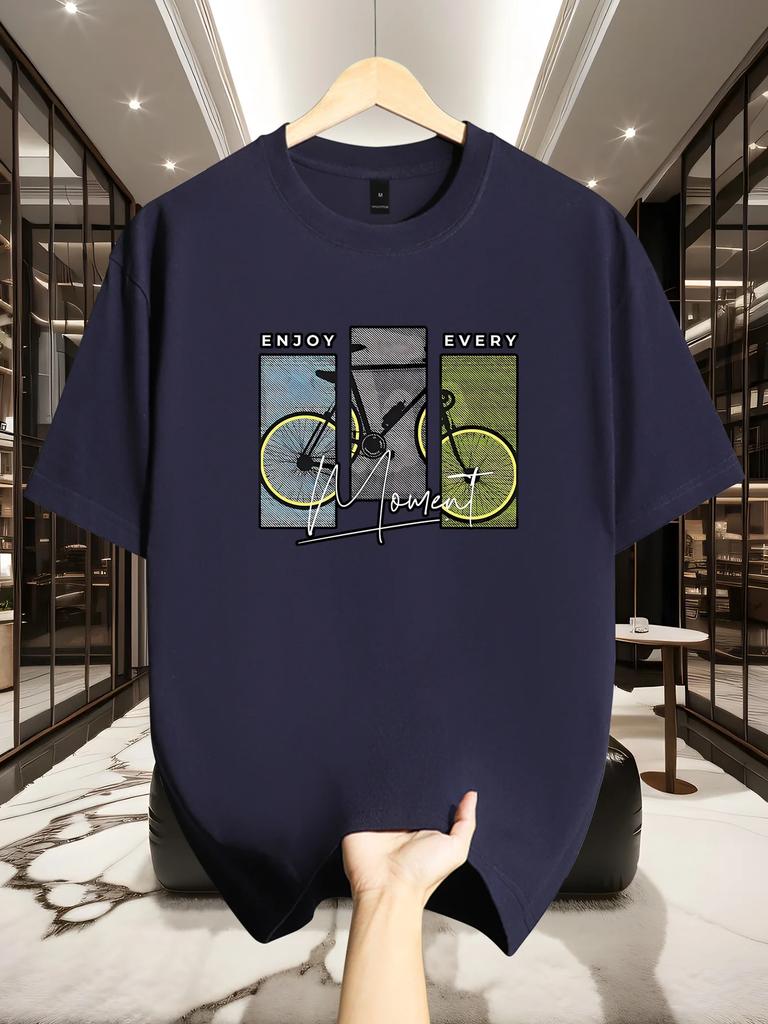 Unisexs Bicycle Art Graphic Tee Casual Cotton Short Sleeve Tops