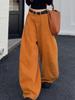 Autumn Orange Wide-Leg Cotton Jeans: Korean Style for Women