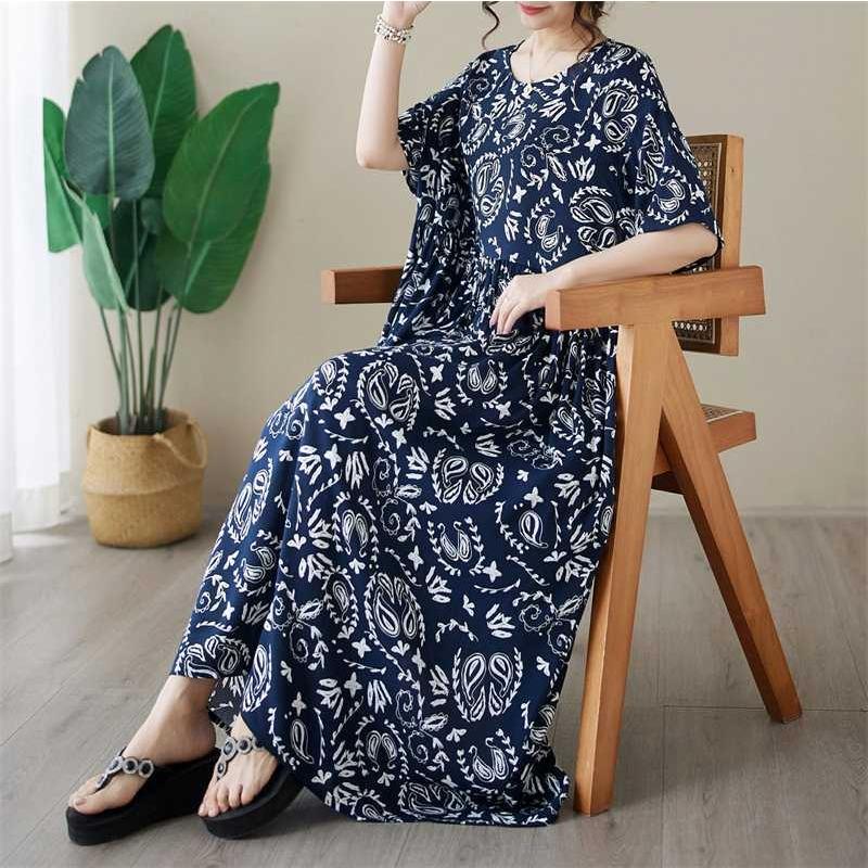 Simple Fashion Plus Size Round Neck Printed Dress