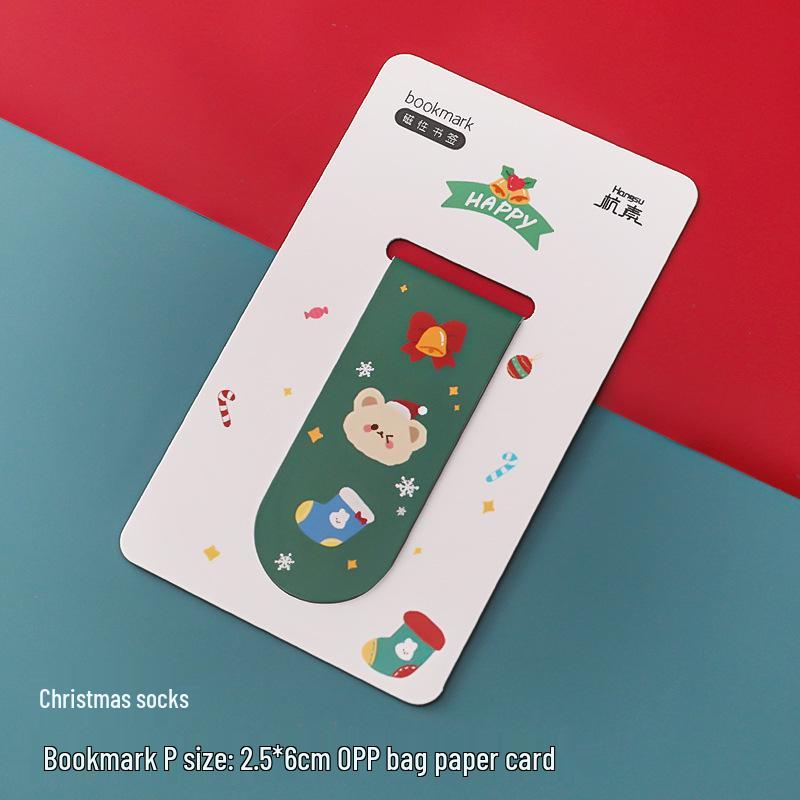 Exquisite Cartoon Christmas Magnetic Bookmarks: Cute, Creative Page Clips - Perfect Small Gifts & Student Stationery
