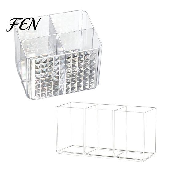 Professional Makeup Brush Holder Transparent Acrylic Organizer, Multi-Compartment Storage Bin, Modern Multi Compartment Organizer Style Cosmetic