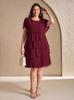2026 Plus Size Summer Chiffon Cake Skirt Dress - Tummy Concealing, Solid Color
