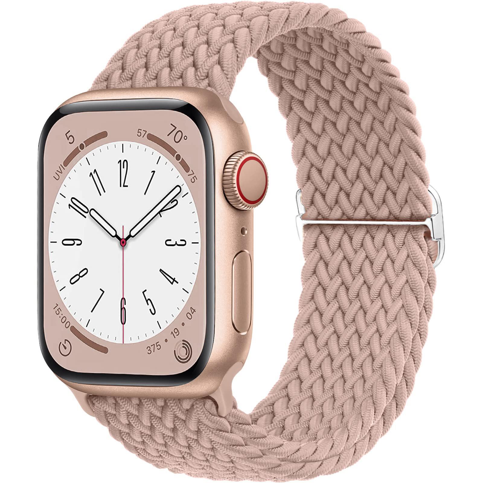 

Braided Solo Loop For Apple watch band 44mm 40 mm 49mm 45mm 41 46mm correa bracelet iWatch series 8 se 6 Ultra 2 3 9 10 11 strap 42mm-S10-41 40 38mm світло-рожевий колір
