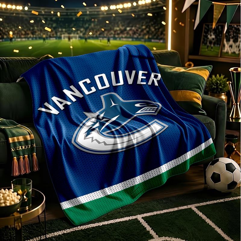 Hockey Team Vancouver-Canucks Throws Blanket Flannel Blankets Plush for Couch Bed Gifts for Men Women Travel picnic blanket Christmas fan gifts