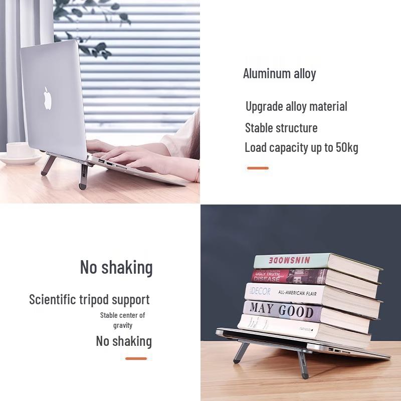Portable Notebook Cooling Stand with Adjustable Height, Creative Design, Bright Finish, Mini Invisible Folding.