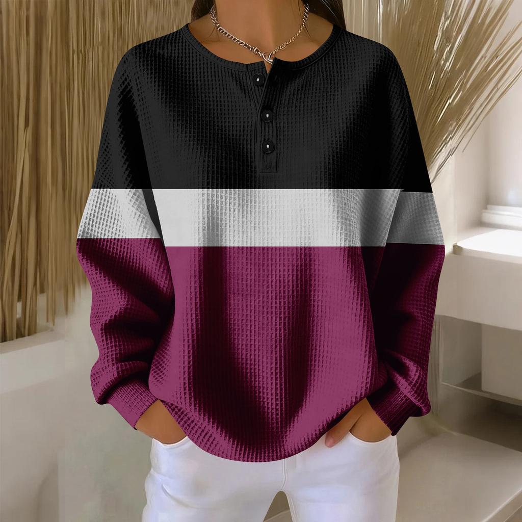 Women's Casual Shirts Long Sleeve Tops Button Up V Neck Loose Knit Fall Favorites For Women