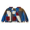 Unisex Retro Patchwork Colorblock Jacket - Spring/Autumn 2024, Oversized Workwear Style