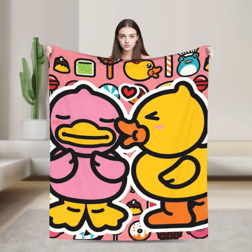 Yellow Duck Love Super Soft Blanket Boy Girl Plush Throw Blanket Graphic Outdoor Flannel Bedspread Sofa Bed Cover