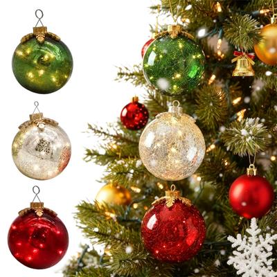 Weihnachtsornament mit Glasplatte und LED-Lichtern Glaskugel mit Timerfunktion 6-Zoll Leuchtkugel für festliche Tischdekoration