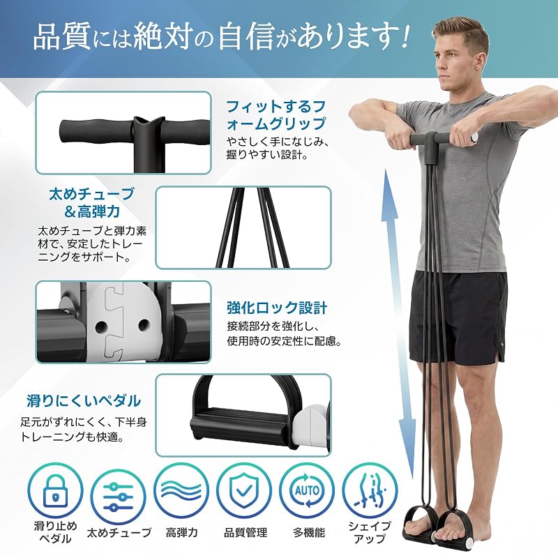 Arkmoon 2-Way Resistance Band with Pedal for Abdominal, Core, Leg, Arm, Shoulder, and Scapula Exercises - High Elasticity, Non-Slip, Posture