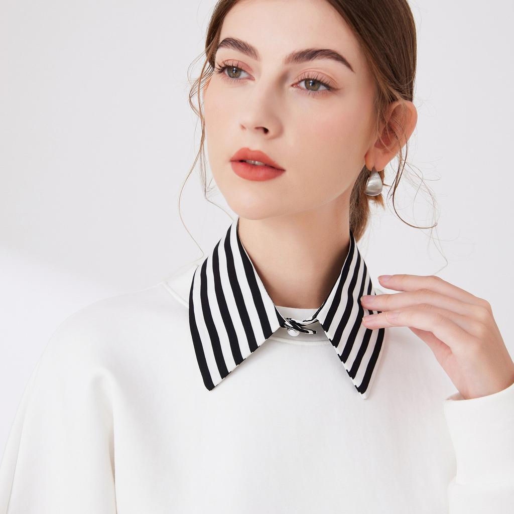Female Striped Lapel Fake Collar for Women Suit False Collar Shirt Half Shirt Blouse Detachable Neckwear Neck Collar