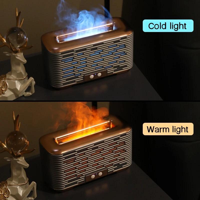 NEW Flame Fire Air Humidifier Aromatherapy Diffuser Ultrasonic Cool Mist Maker Fogger Colorful Led Essential Oil Flame Lamp Difu