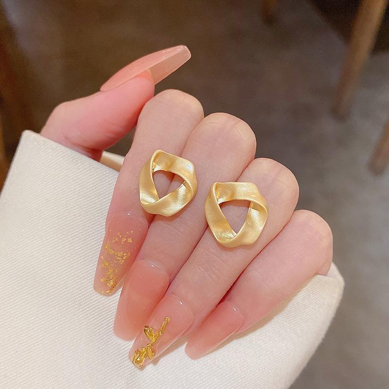 

Серьги геометрической формы из матового золота для женщин - игла из серебра 925 пробы, простой холодный стиль E1946 золотой