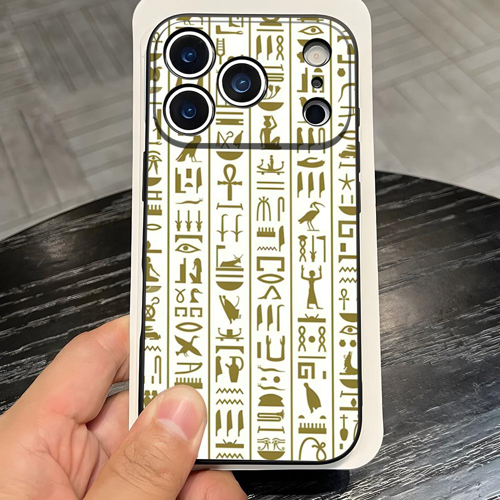 Ancient Egyptian Hieroglyphic Phone Case For IPhone 17 Pro Max 16 15 14 Pro Max 13 11 X Xs Xr 8 7Plus Silicone Cover