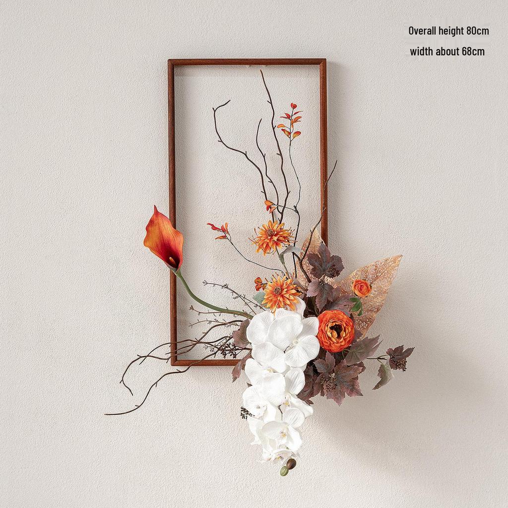 Retro Wenge Wood Photo Frame: Creative Living Room Artificial Flower Wall Art & Photography Prop