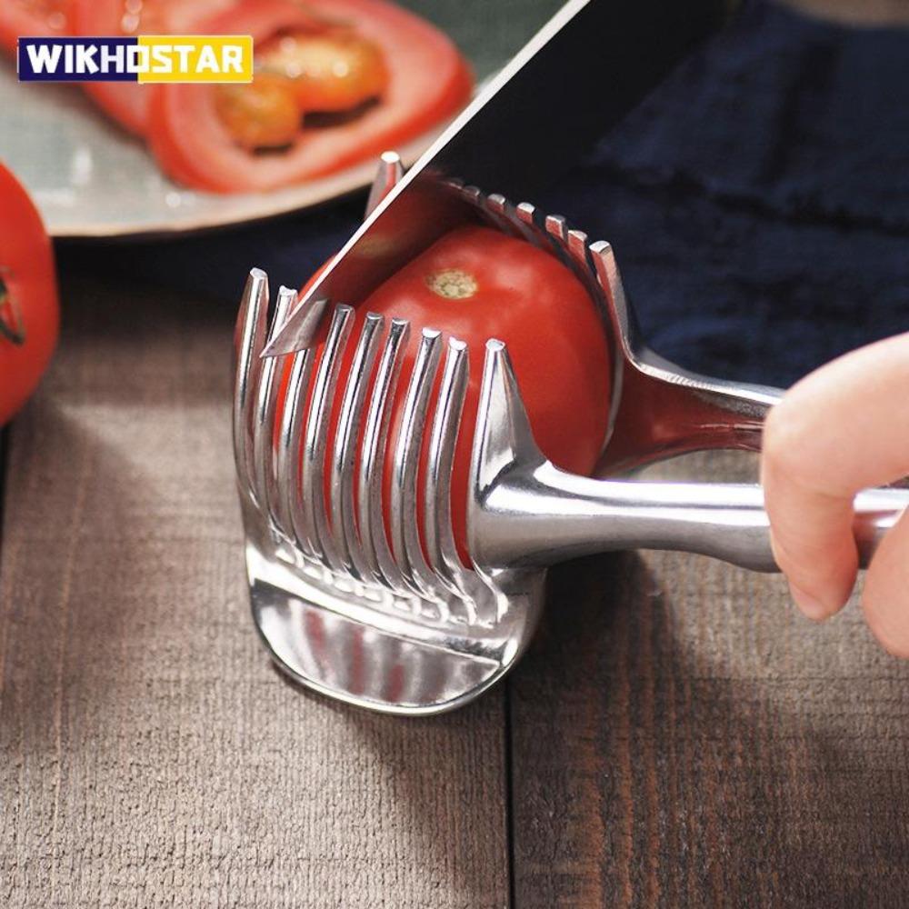 Stainless Steel Kitchen Handheld Orange Lemon Slicer Tomato Cutting Clip Fruit Slicer Onion Slicer Kitchen Item Cutter Accessories