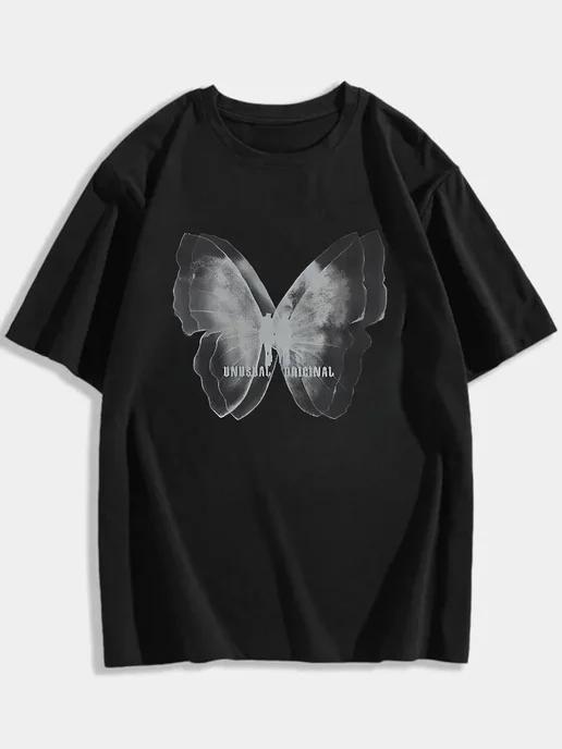 Black oversized T-shirt with Y2K print S