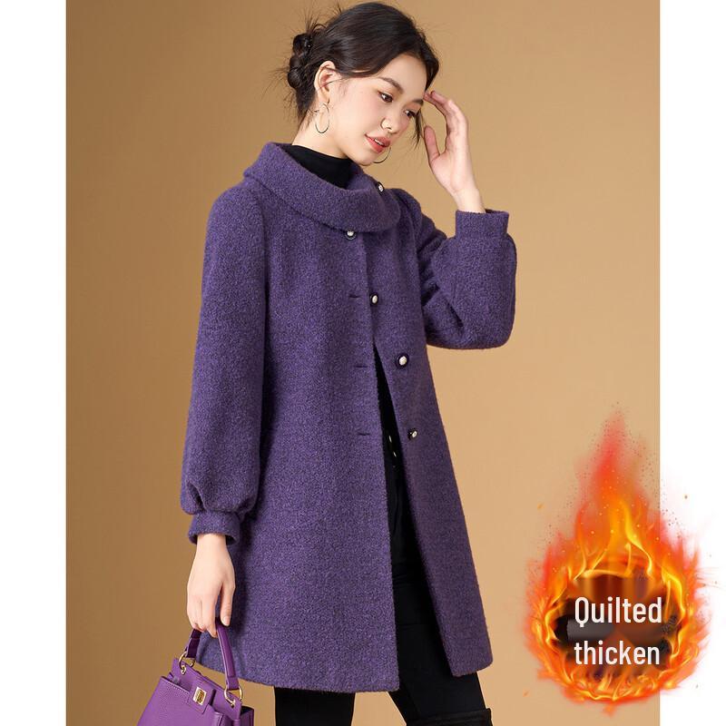 Mei Lan Ni Women s Wool Blend Padded Scarf Collar Winter Coat M