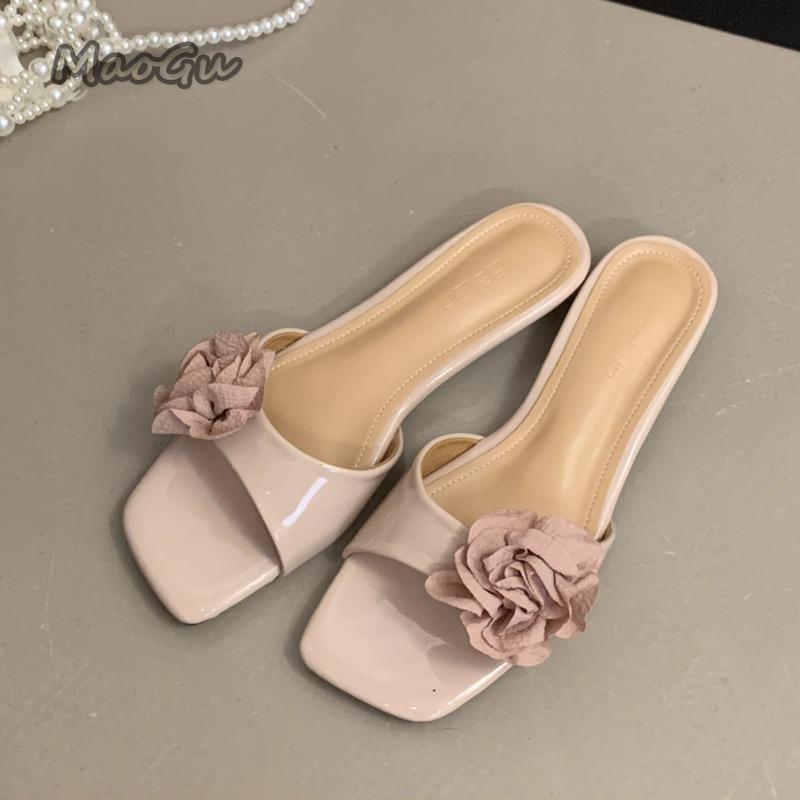 Fashion Summer Footwear Open Toe Women's Flower Slippers Fashion Ladies Outdoor Concise Beach Vacation Slides Sandalias De Mujer Size 35