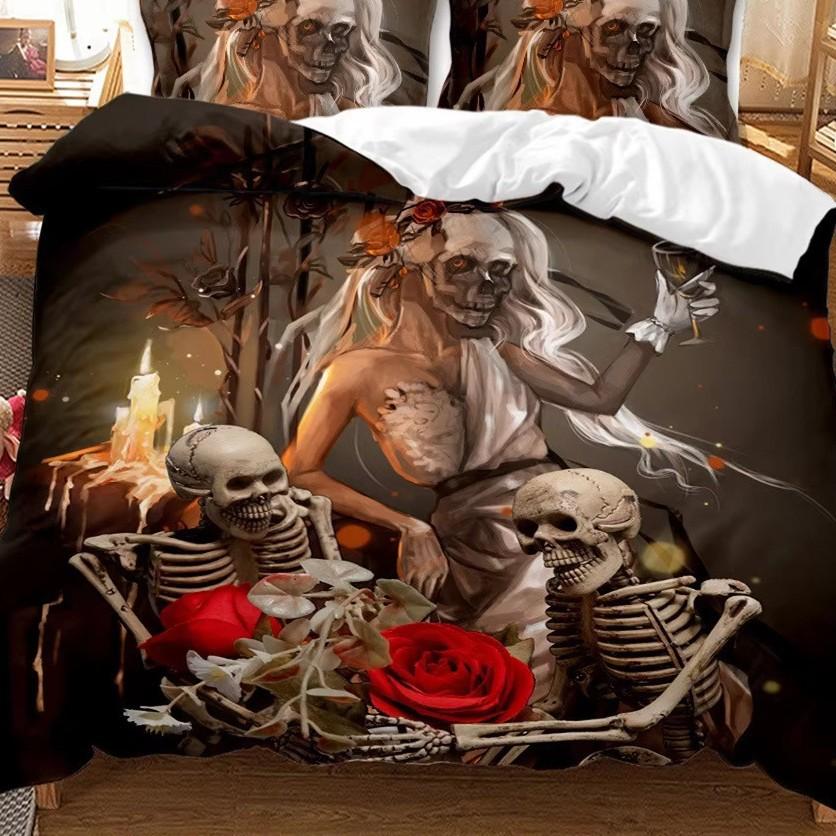 Skull Down Comforter Set Bedding Set 3-piece Duvet Cover Set