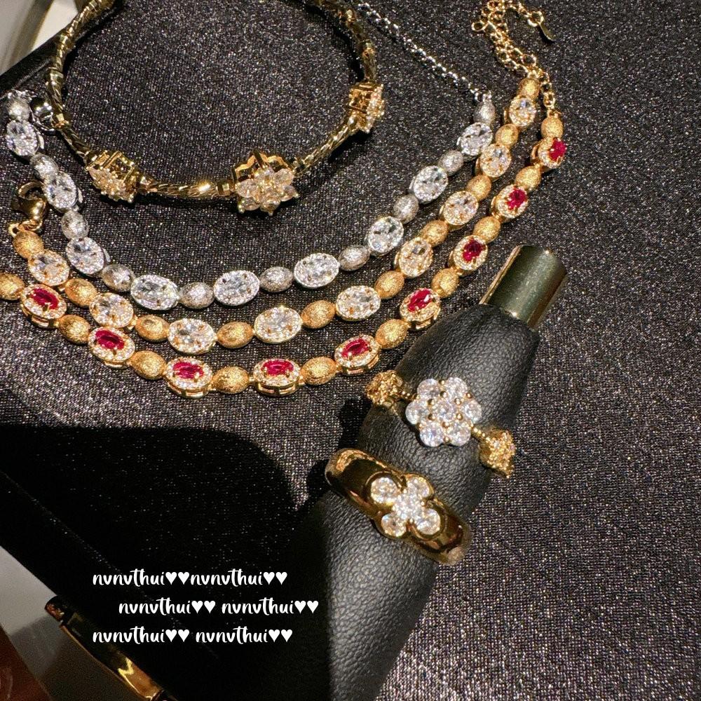 Italian Vintage Brushed Pigeon Egg Gem Bracelet Vintage Plated 18K Gold, Sunflower Zircon Bracelet