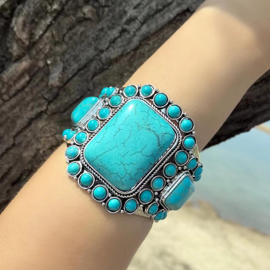 Etnische Stijl Boheemse Armband Turkoois Armband Gepersonaliseerd Retro Westerse Denim Overdreven