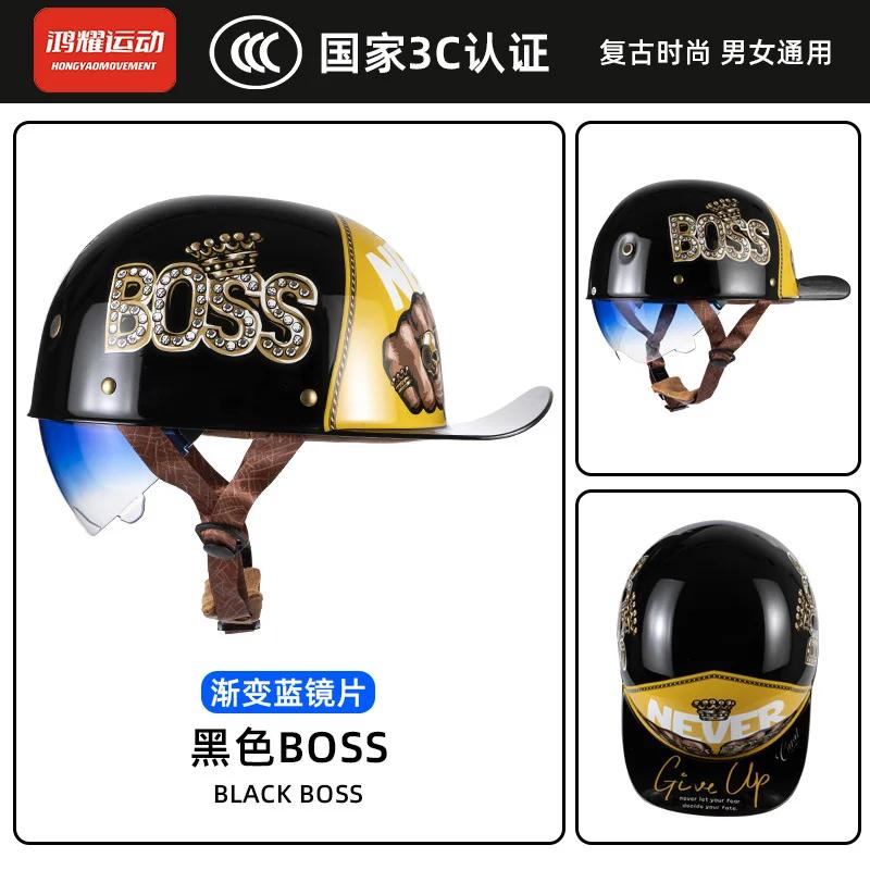 Retro Motorcycle Helmet Certification Protection Cap Vintage Men Women Baseball Cap Half Helmet Riding Racing Moto Helmets