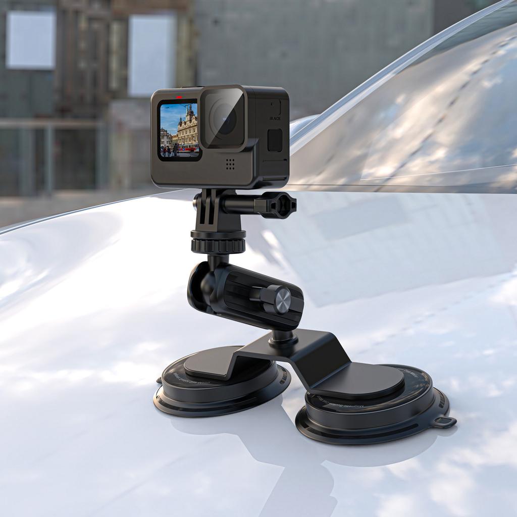 K03-2 For Insta360/GoPro Action Camera Bracket Magnetic Dual Suction Cup Rotatable Camera Stand