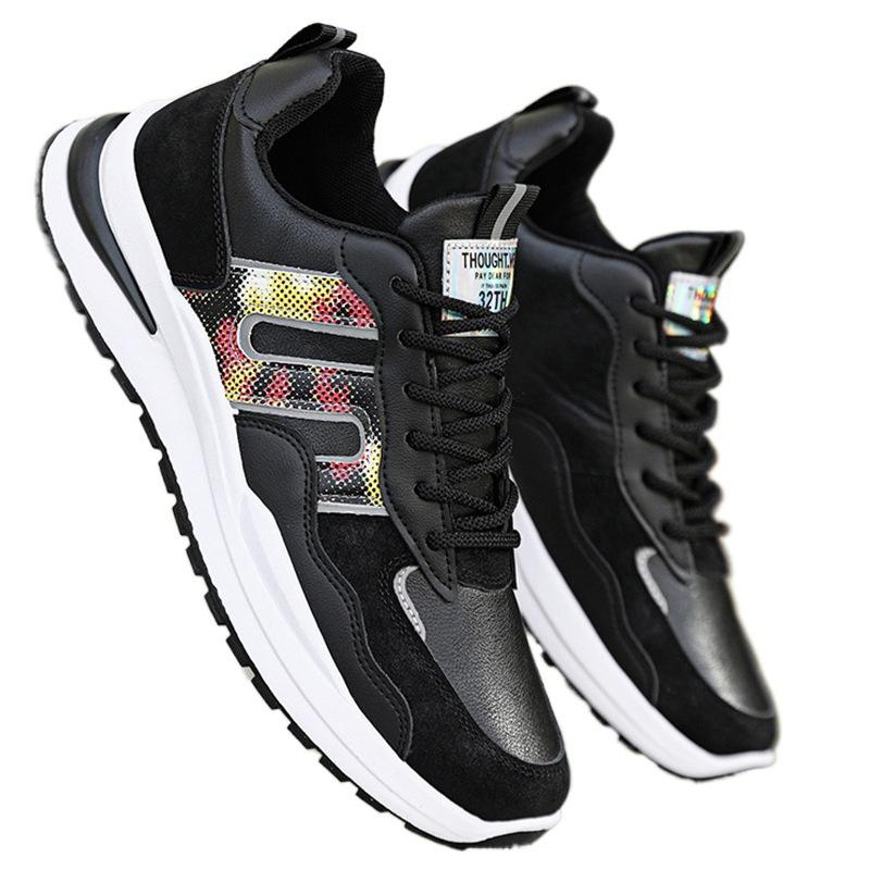 Men's shoes spring and summer sports shoes men's 2026 new leather waterproof and non-slip black casual shoes men's running dad shoes