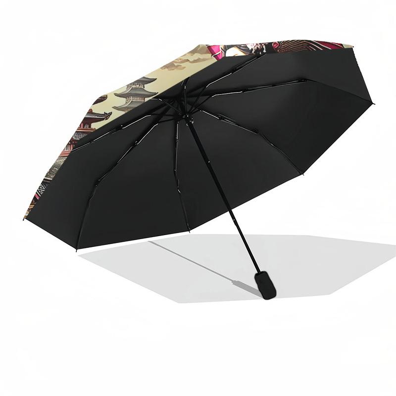 1 ks Deštník Geisha s květy, automaticky skládací - Kompaktní design s 8 žebry, odolný plast a železo, lehký pro venkovní každodenní použití, slavnostní dárek062