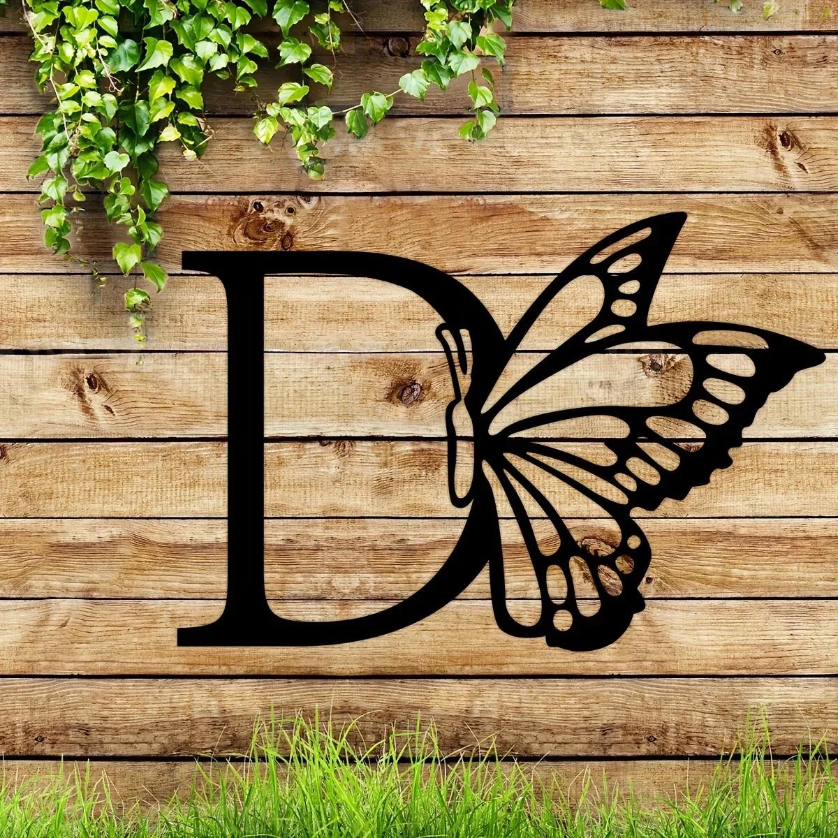 1 шт. Металлический знак с монограммой в виде бабочки - все буквы. Металлические — фото 18