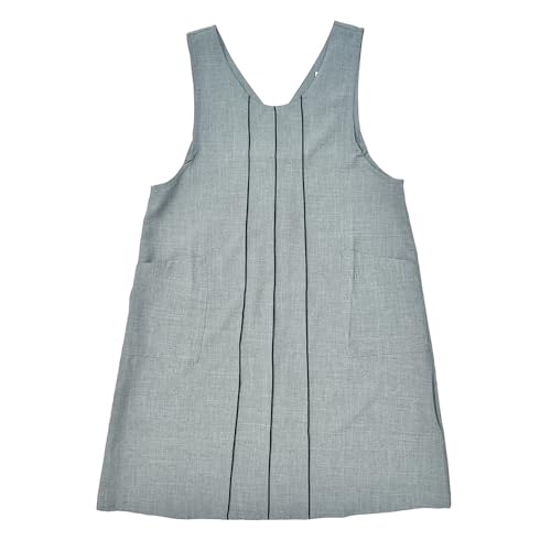 [HANAE MORI] Sleeveless Apron by Hanae Mori (Gray) Solid with Scalloped Accents