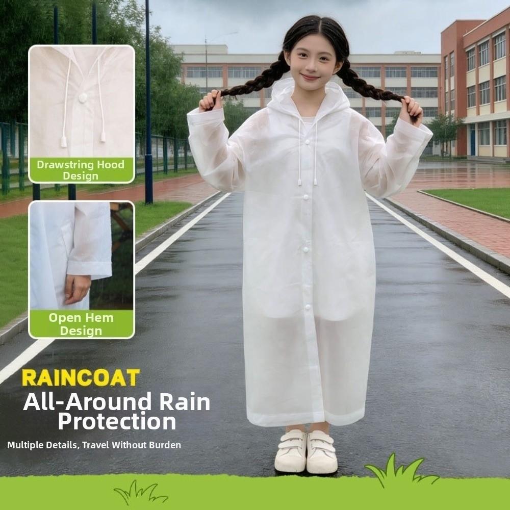 PEVA Children Rain Poncho Disposable Student Rainwear Cute Rain Coat Jacket Outdoor Use