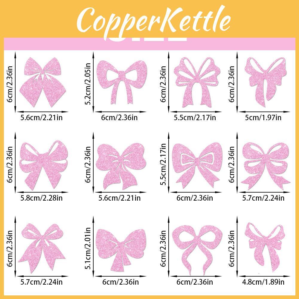 Event Venue Table Decorations With Gold Glitter Paper Bows And Flags For Party Settings