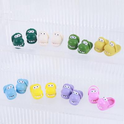 1 Pair Round Toe Ob11 Doll Slippers Simulation Mini Mini Dinosaur Slippers Silicone Cartoon Silicone Dinosaur Slippers