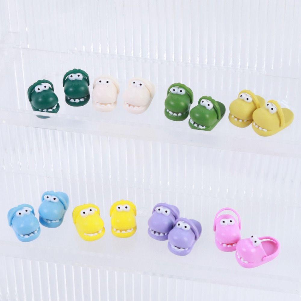 1 Pair Mini Ob11 Doll Slippers Simulation Silicone Dinosaur slippers  Dollhouse Miniature