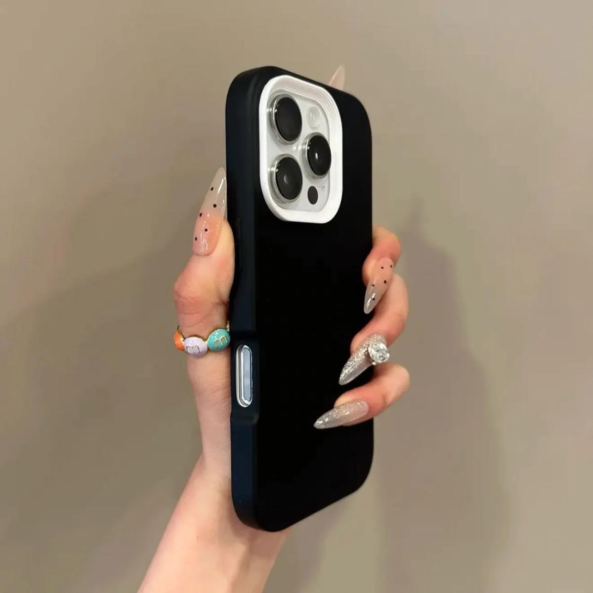 

Чехол для телефона из жидкого силикона конфетного цвета для iPhone 16 Plus 15 ProMax 14 13 12 Mini 11 Pro Max Жесткий бампер Противоударная крышка iphone 16 чёрный