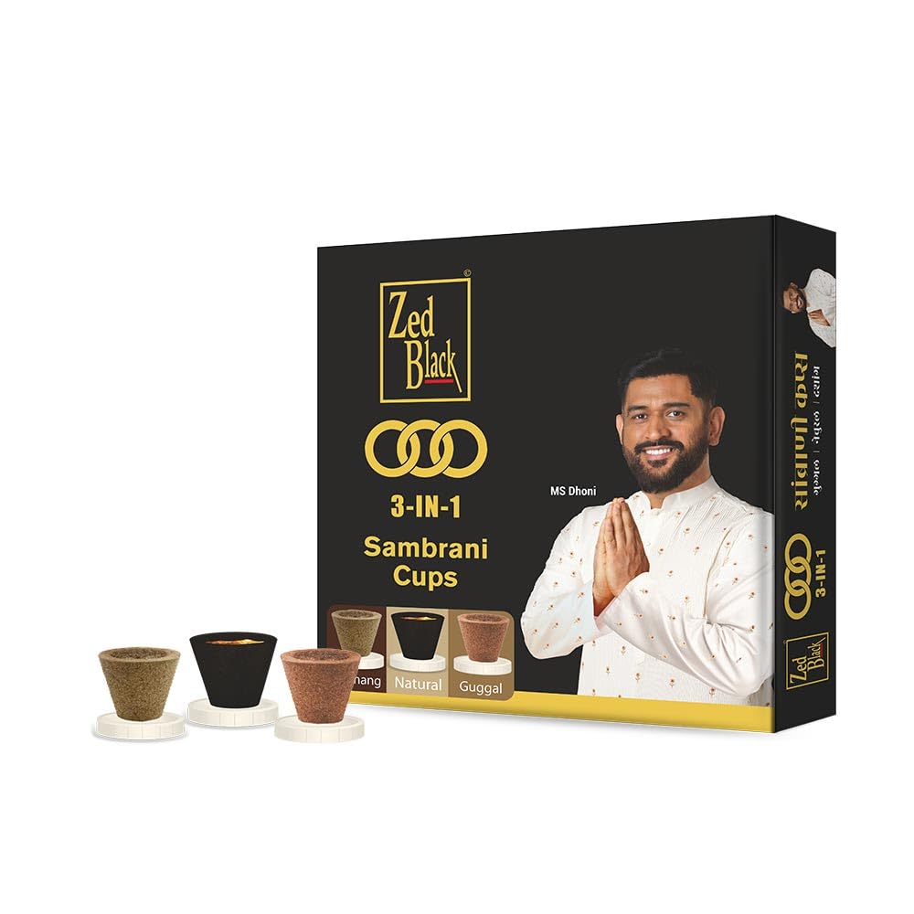 Zed Black 3 In 1 Sambrani Cups Dhoop  12 Cup X Pack Of 2 Long Lasting Fragrance For Puja Meditation And Home Aroma