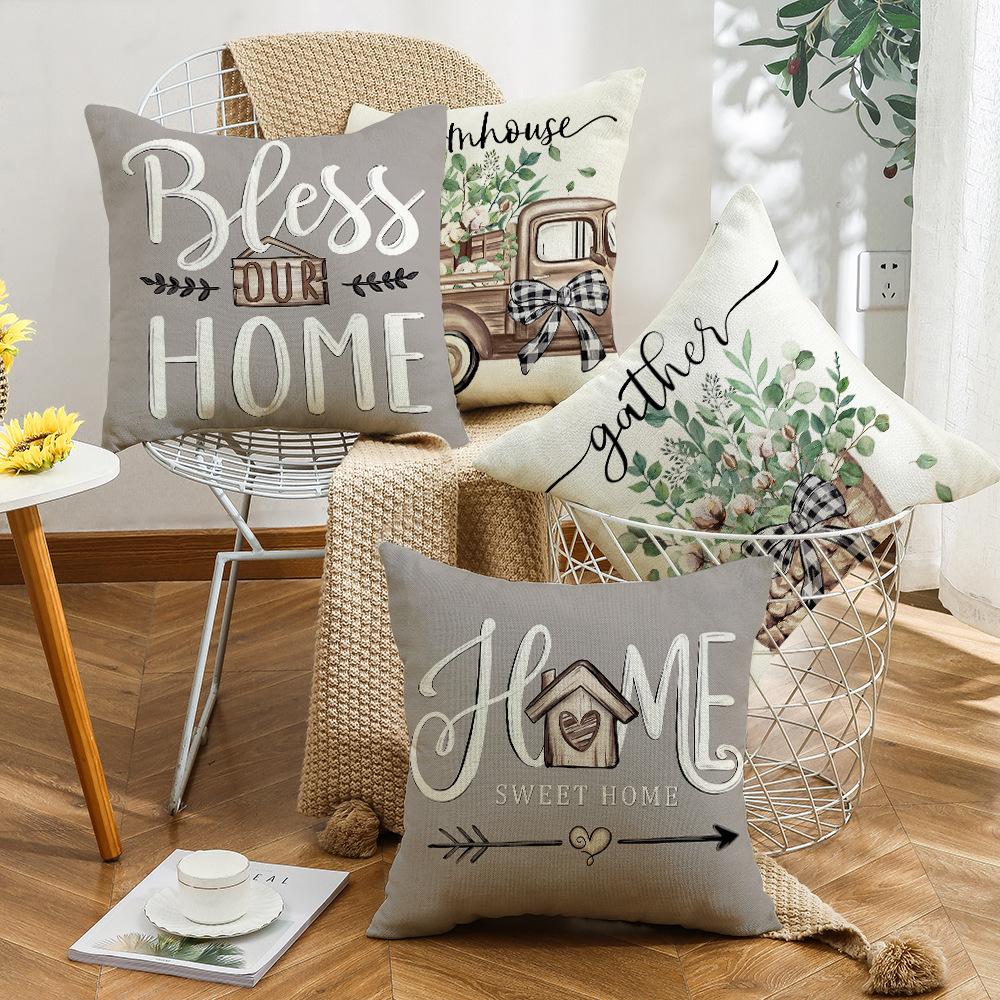 New Plant Flower Truck Letter Spring Series Pillow Cover Home Office Pillow Cushion Ins