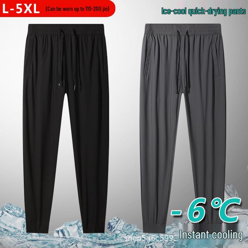 

Мужские спортивные брюки из ледяного шелка с быстрой сушкой - Дышащие, Высокоэластичные, с манжетами и в наличии на лето. 3XL серый
