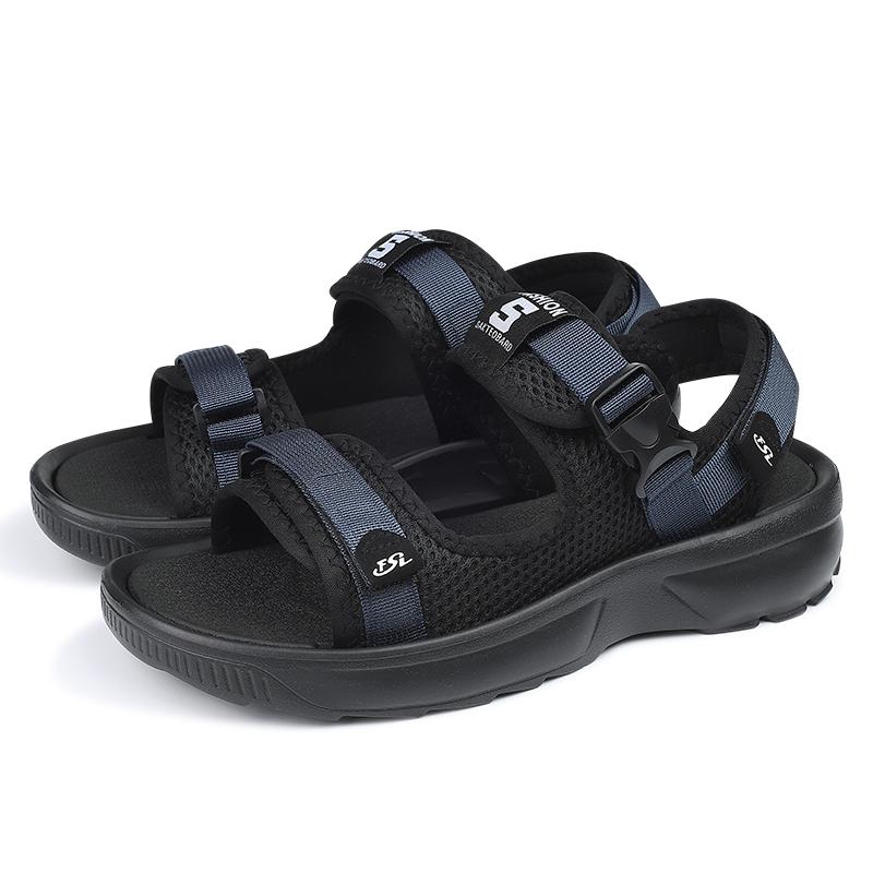 Non-Slip Men's Sandals for Summer New Wear-Resistant Breathable Simple Black-Soled Men's Business Beach Comfortable Roman Sandal