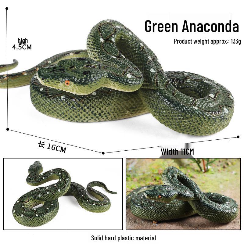 Green and Golden Coiled Python Prank Toy - Realistic Snake Model Ornament