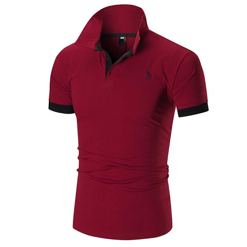 10 Colori Qualità di Marca Cotone Polo Uomo Ricamo Polo Camicia Giraffa Uomo Casual Patchwork Top Maschili